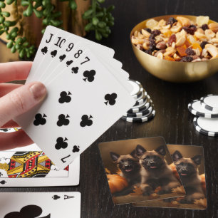 Belgischer Schäferhund-Welpe Herbstfreude Kürbis Spielkarten