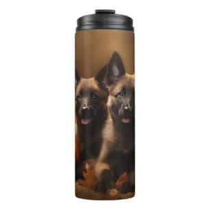 Belgischer Schäferhund-Welpe Herbstfreude Kürbis Thermosbecher