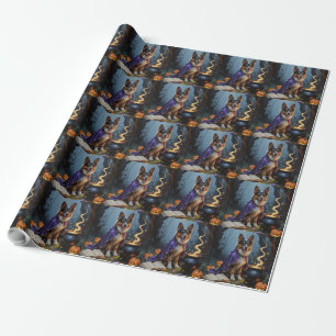 Belgischer Schäferhund Whimsical Halloween-Malerei Geschenkpapier