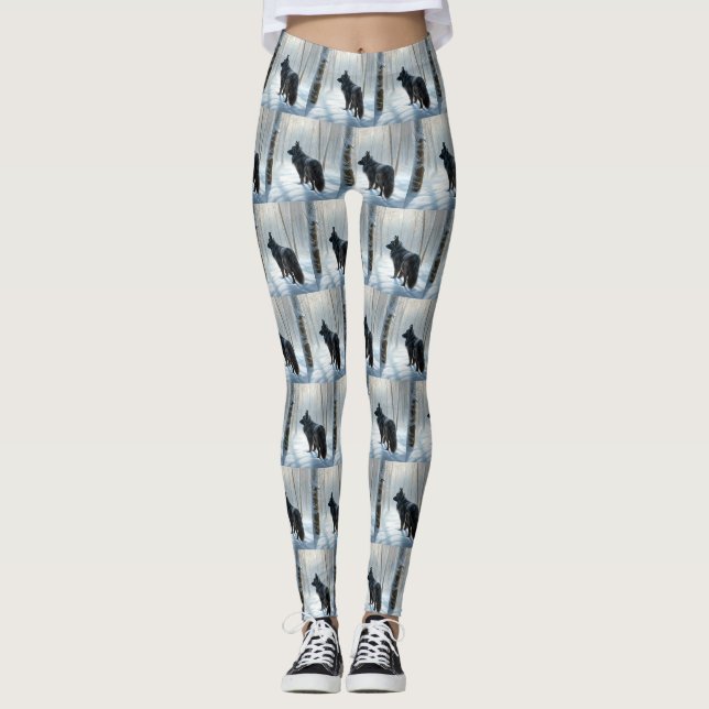 Belgischer Schafhund lässt Schnee Weihnachten Leggings (Vorderseite)