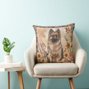 Belgischer Tervuren Hund Herbst Aquarell Blumen Kissen