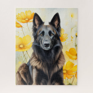 Belgischer Tervuren-Hundefreund und Mohnblumen