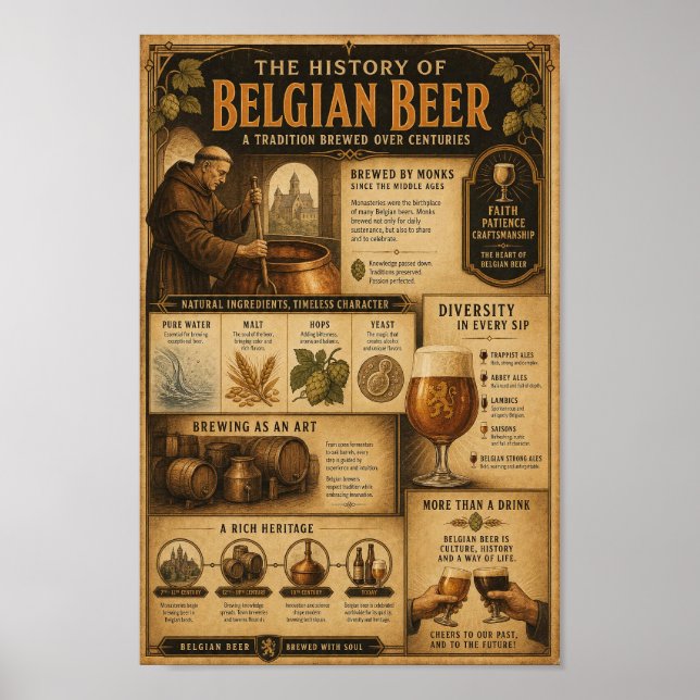 Belgisches Abtei-Brauherkunftsposter Poster (Vorne)