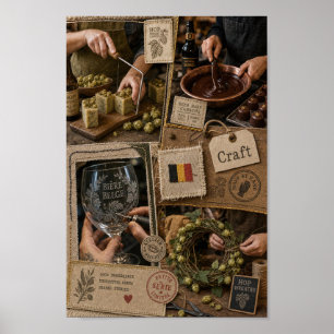 Belgisches Bier- und Schokoladenhandwerksposter Poster