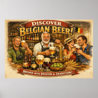 Belgisches Biertraditions-Tavernen-Szene-Plakat