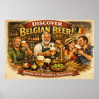 Belgisches Biertraditions-Tavernen-Szene-Plakat Poster