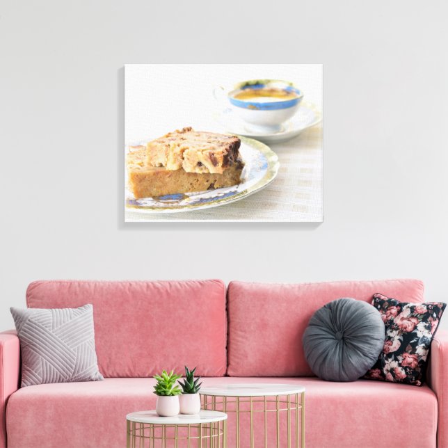 Belgisches Boding und Tee im Vintage-Set Leinwanddruck (Insitu (Wohnzimmer))