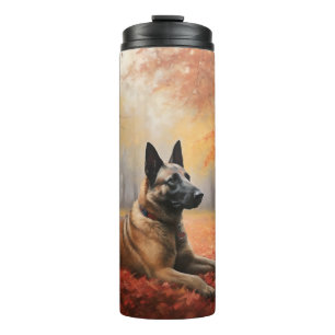 Belgisches Malinoi im Herbst Leaves Fall Inspirier Thermosbecher