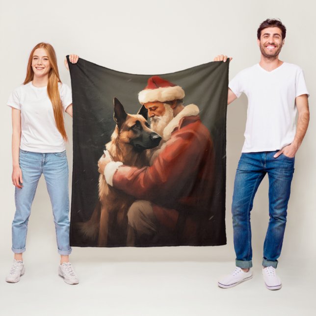 Belgisches Malinoi mit Weihnachtsfeiertag Fleecedecke (Beispiel)