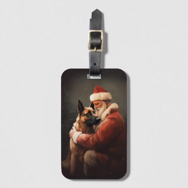 Belgisches Malinoi mit Weihnachtsfeiertag Gepäckanhänger (Vorderseite Vertikal)