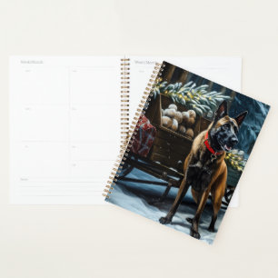 Belgisches Malinoi Snowy Sleigh Weihnachtsdekor Planer