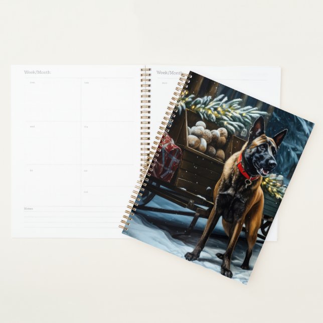 Belgisches Malinoi Snowy Sleigh Weihnachtsdekor Planer (Anzeige)