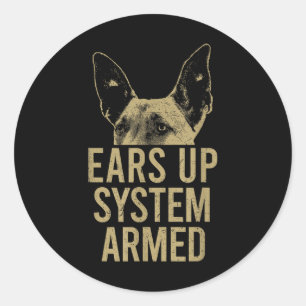 Belgisches Malinois Ears-Up-System bewaffneter Mal Runder Aufkleber