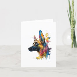 Belgisches Malinois Hund in Aquarell & Pen Feiertagskarte