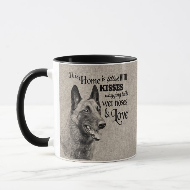 Belgisches Malinois Vintages Porträt niedliches Zi Tasse (Links)