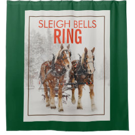 Belgisches Pferdeteam Sleigh Bells Ring Duschvorhang