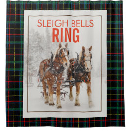 Belgisches Pferdeteam Sleigh Bells Ring Duschvorhang
