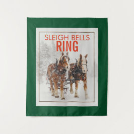 Belgisches Pferdeteam Sleigh Bells Ring Wandteppich