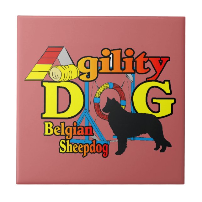 Belgisches Sheepdog Agility Fliese (Vorderseite)