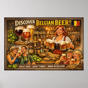 Belgisches Tavernenschild für Frohsinn und Golden  Poster