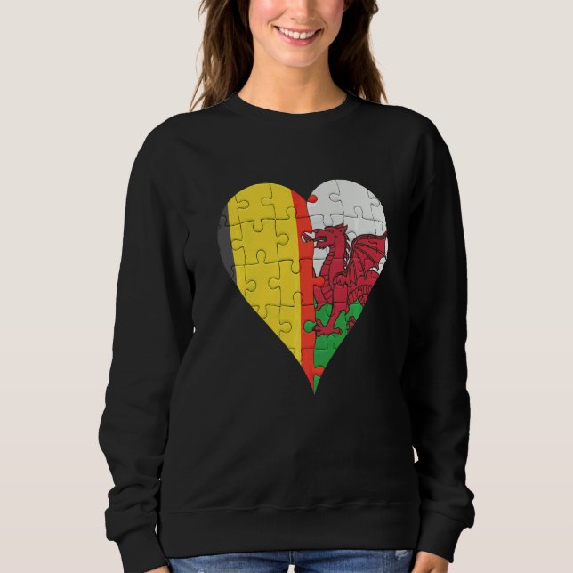 Belgisches walisisches Flaggenherz Sweatshirt (Vorderseite)