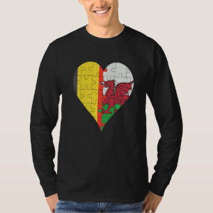 Belgisches walisisches Flaggenherz T-Shirt