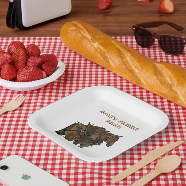 Belgisches Zugpferd-Team Pappteller (Picknick)