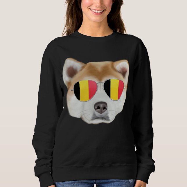 Belgium Flag Akita Dog Belgium Pocket Sweatshirt (Vorderseite)