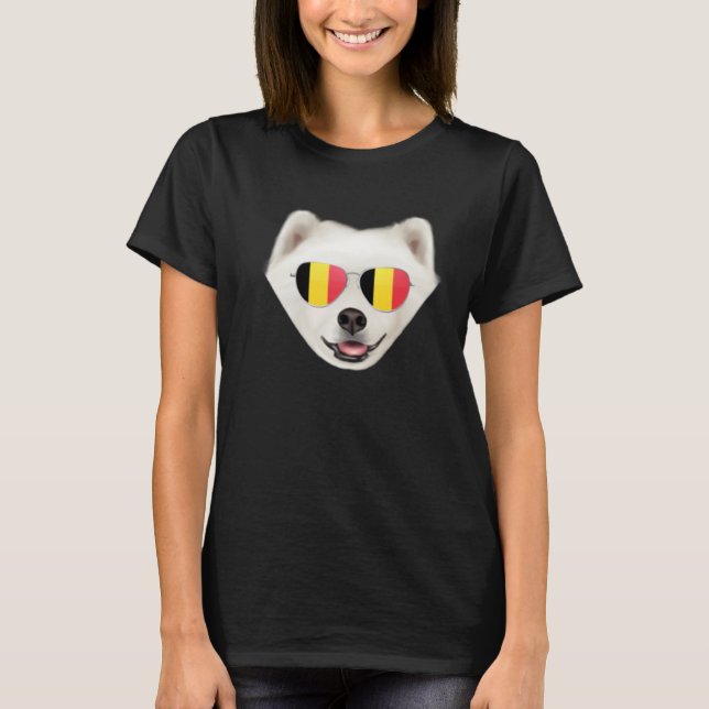 Belgium Flag Samoyed Dog Belgium Pocket T-Shirt (Vorderseite)