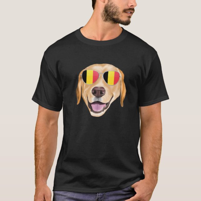 Belgium Flag Yellow Labrador Retriever Dog Belgium T-Shirt (Vorderseite)