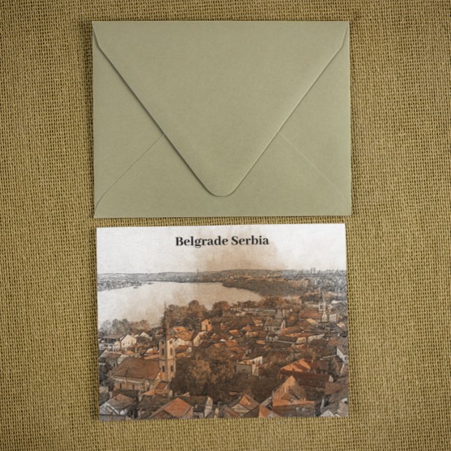 Belgrad Serbia Skyline Panorama View Postkarte (belgrade serbia city view travel postcard)