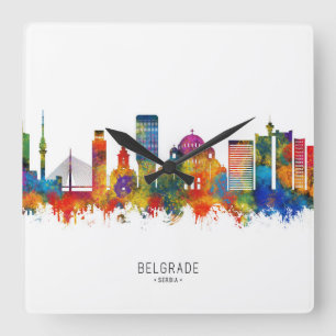 Belgrad Serbia Skyline Quadratische Wanduhr