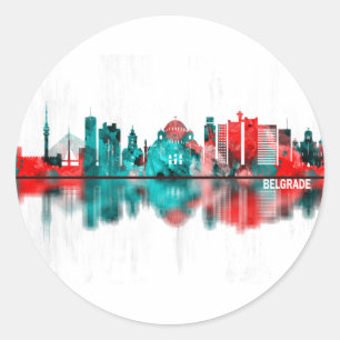 Belgrad Serbia Skyline Runder Aufkleber