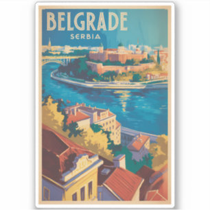 Belgrad Serbien Fluss Illustration Reise Kunst Aufkleber