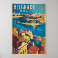 Belgrad Serbien Fluss Illustration Reise Kunst