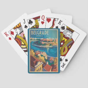 Belgrad Serbien Fluss Illustration Reise Kunst Spielkarten