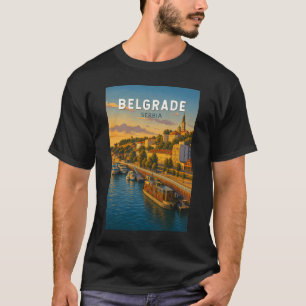 Belgrad Serbien Illustration Reise Kunst Vintage T-Shirt