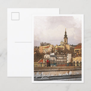 Belgrad Serbien Schönes Buntstift Landschaft Postkarte