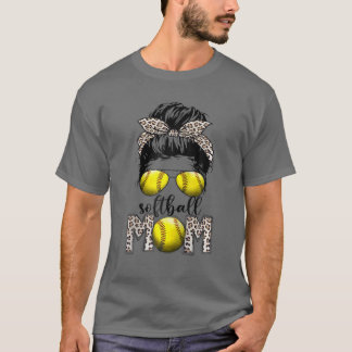 Belichtete Baseball Mama Messy Bun Player Mama Mut T-Shirt