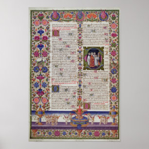 Belichtete Seite vom Buch der Psalme Poster