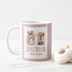 Beliebige Farben Gekerbter Custom 2 Foto Besties Kaffeetasse