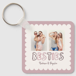 Beliebige Farben Gekerbter Custom 2 Foto Besties Schlüsselanhänger
