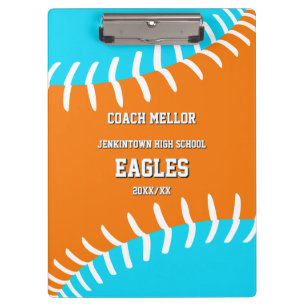Beliebige Teamfarben Baseball Softball m Coach Nam Klemmbrett