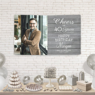 Beliebiger Geburtstag Prost Elegant Grau Holz Ein Banner