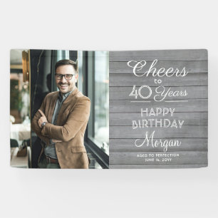 Beliebiger Geburtstag Prost Rustikales Holz Grau W Banner