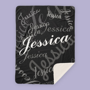 Beliebiger Name Anpassbarer Kreativer Schwarz Grau Sherpadecke