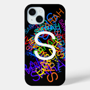 Beliebiger Name & Monogramm Helle Farben & Schwarz Case-Mate iPhone Hülle