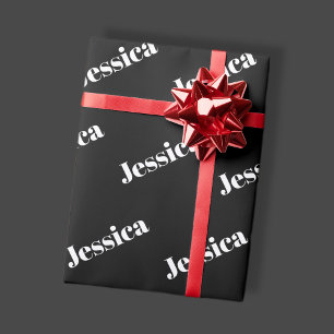 Beliebiger Name   Retro-Modern weiße Schriftart au Geschenkpapier