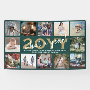 Beliebiger Text 12 Foto Weihnachten Neujahr Grün F Banner