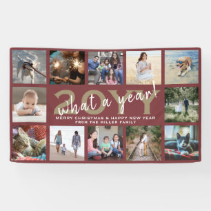 Beliebiger Text 12 Foto Weihnachten Neujahr Rot Fe Banner